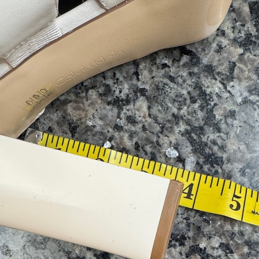 Calvin Klein White chunky Heels with Gold Accents EUC 11 - Picture 9 of 16
